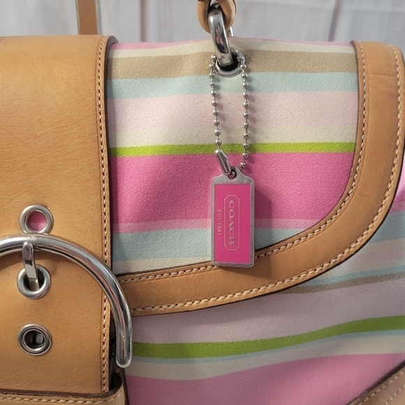 Coach Hamptons Multi Colored Striped Bag with Matching Wristlet EUC - Picture 15 of 17